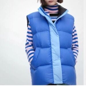 Marni x Uniqlo Oversized Lightweight Down Puffer Vest Unisex Small Blue